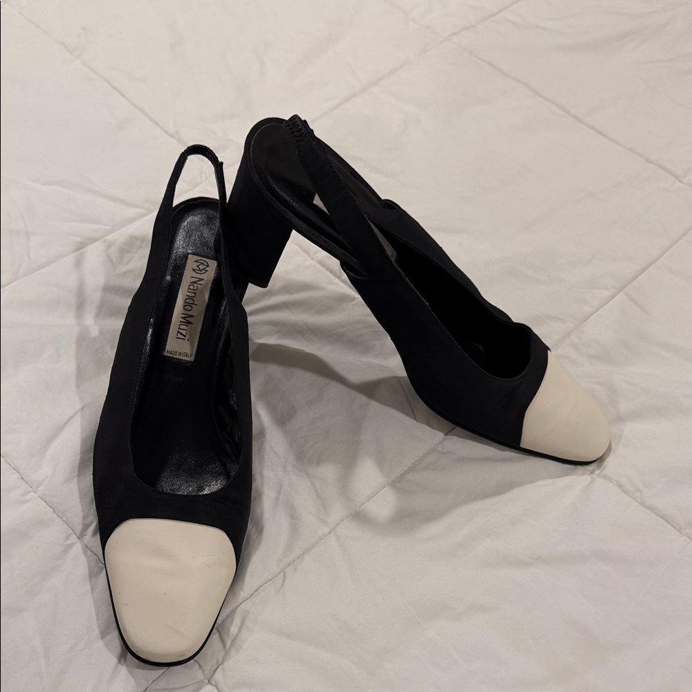 Nando Muzi Black and Cream Heels
